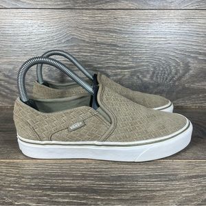 Vans Women's Size 6 Asher Slip-On Braided Suede Low Skate Shoes Sneakers